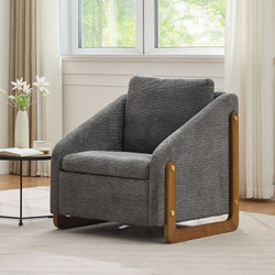 Modern Chenille Fabric Armchair Soft Cushioned Seat Backrest Eco-Friendly Durable Wooden Frame