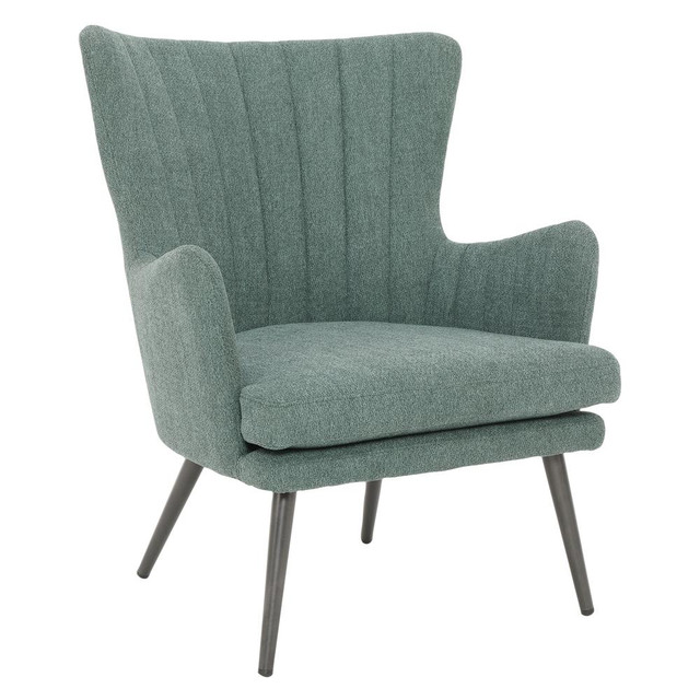 Jenson Accent Chair with Green Fabric and Grey Legs, JEN-9117