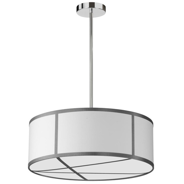 4 Light Incandescent Pendant, Polished Chrome  with WH/GRY Shade     (PNA-204P-PC-GRW)