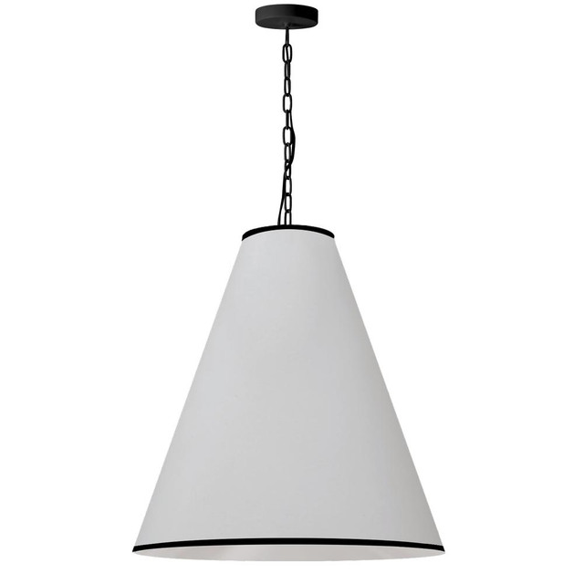 1 Light Incandescent Pendant, Matte Black with White Shade and Black Trim  (PYM-L-MB-BW)