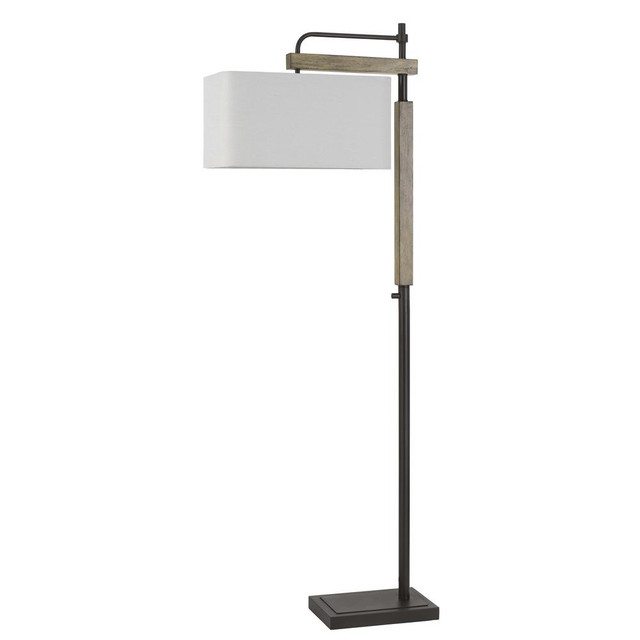 Alloa Metal/Wood Floor Lamp With Rectangular Linen Shade