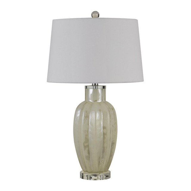 Rovigo Glass Table Lamp With Hardback Fabric Shade (Sold And Priced As Pairs)