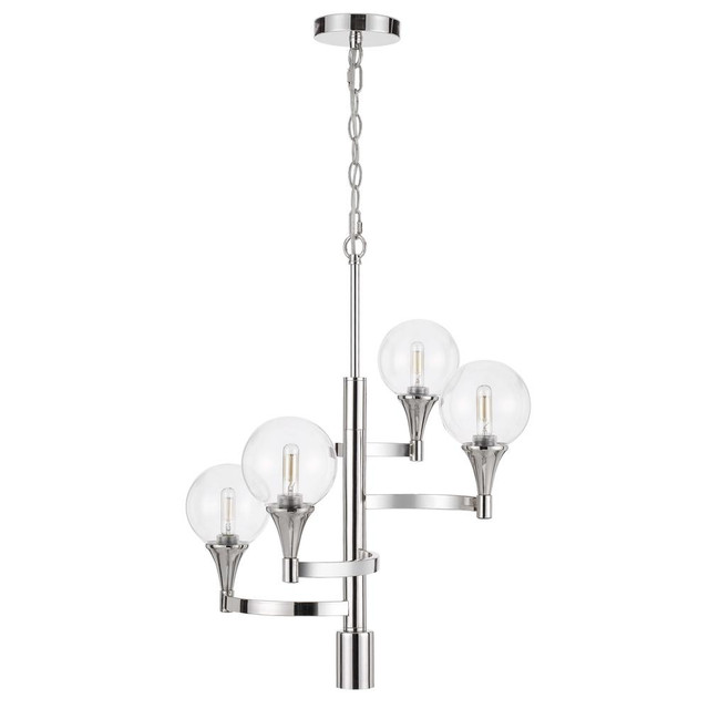 15W x 4 Milbank metal chandelier with a 3K GU10 LED 6W down light (bulb included) clear round glass shades