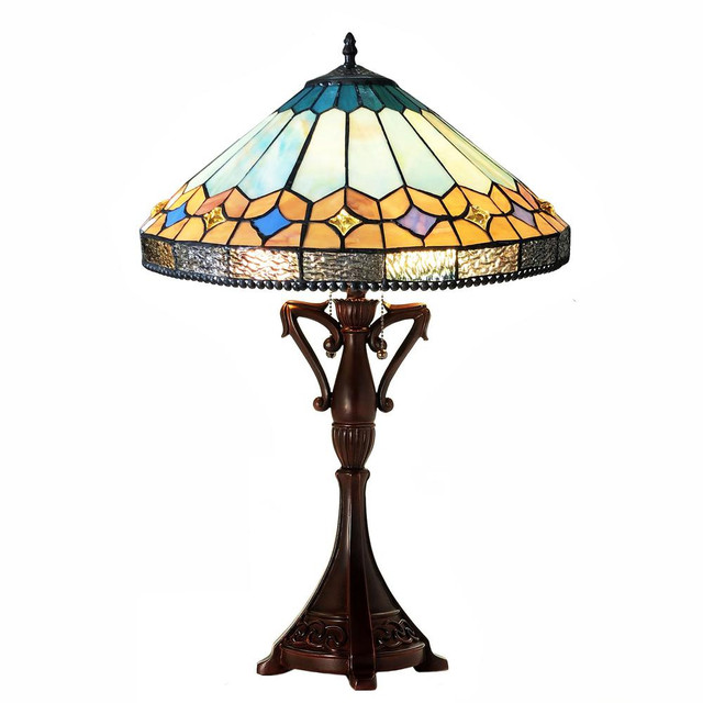 CHLOE Lighting NICHOLAS Tiffany-Style Mission Stained Glass Table Lamp 25" Height