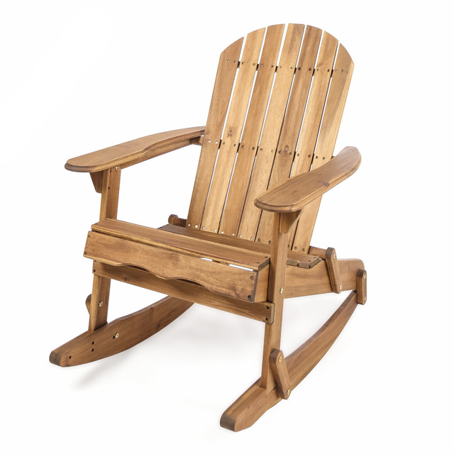 Muriel Outdoor Natural Finish Acacia Wood Adirondack Rocking Chair