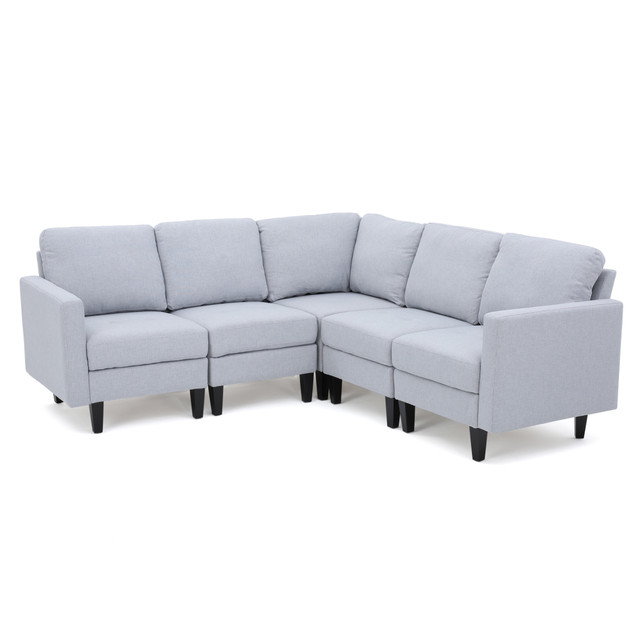 Carolina Light Grey Fabric Sectional Couch