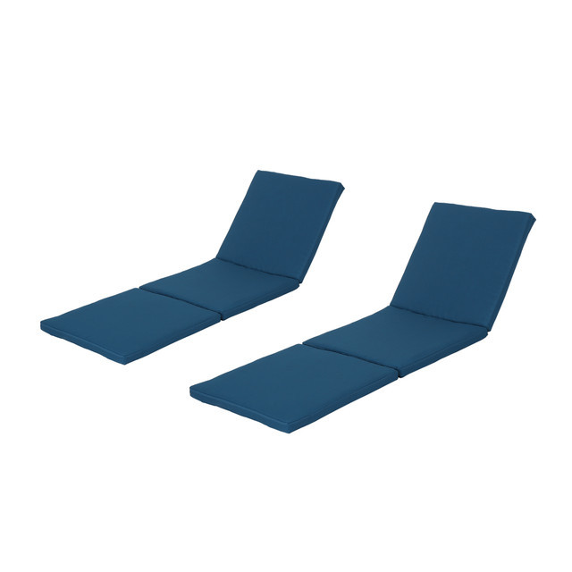 Jessica Outdoor Blue Water Resistant Chaise Lounge Cushion (Set of 2)