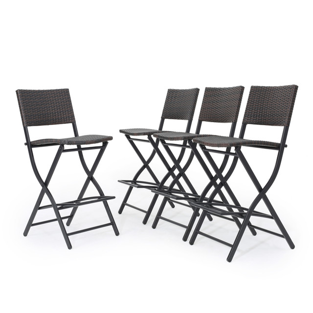 Marinelli Outdoor Multibrown Wicker Barstools (Set of 4)