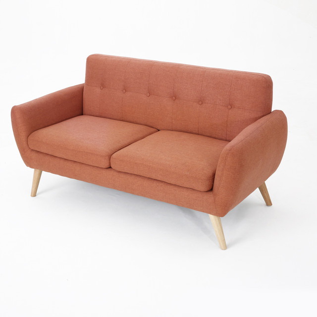 Joseline Mid Century Modern Petite Burnt Orange Fabric Sofa