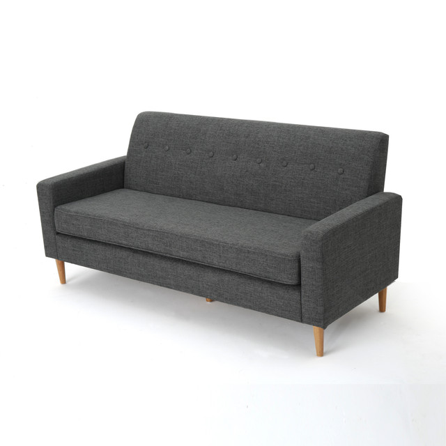 Stratford Mid Century Modern Grey Fabric 3 Seater Sofa