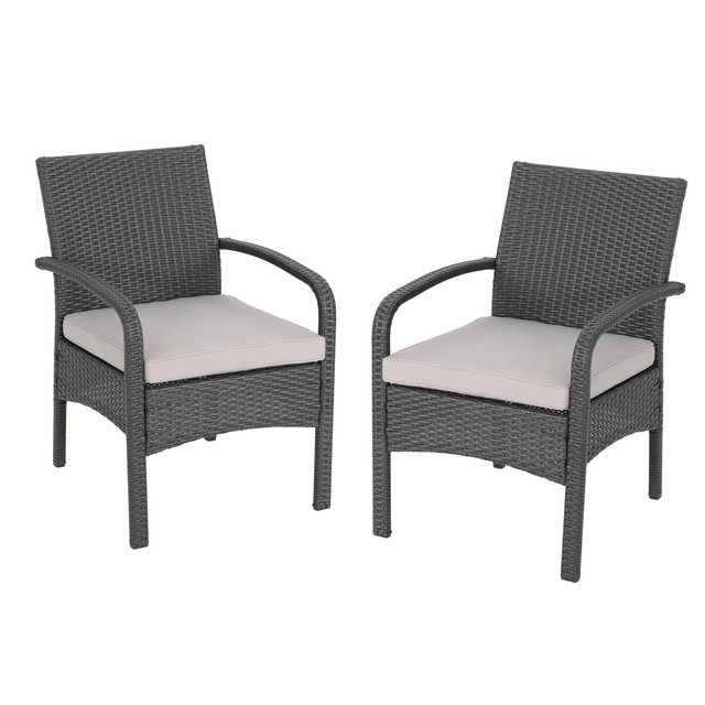 Otto Outdoor Wicker Club Chair, Gray and Silver