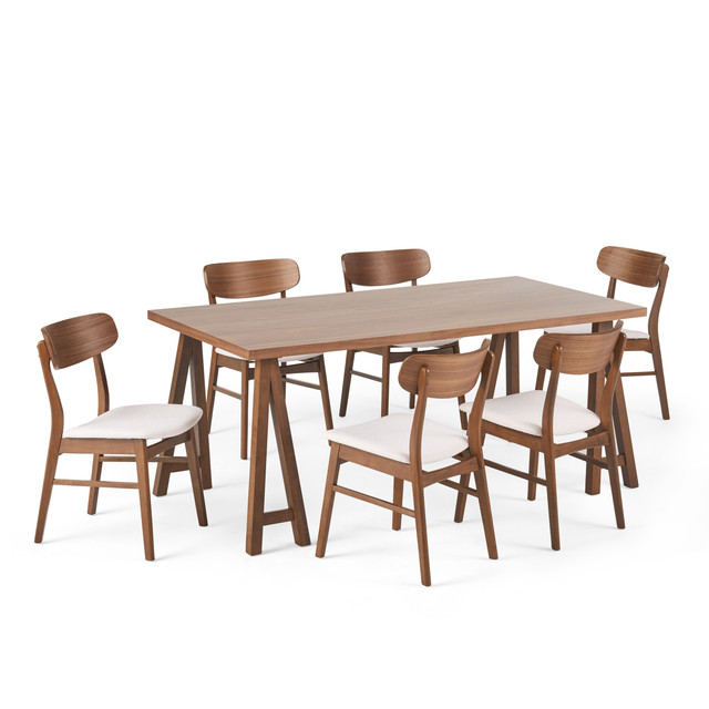 Alexis Mid-Century Modern 7 Piece Dining Set with A-Frame Table