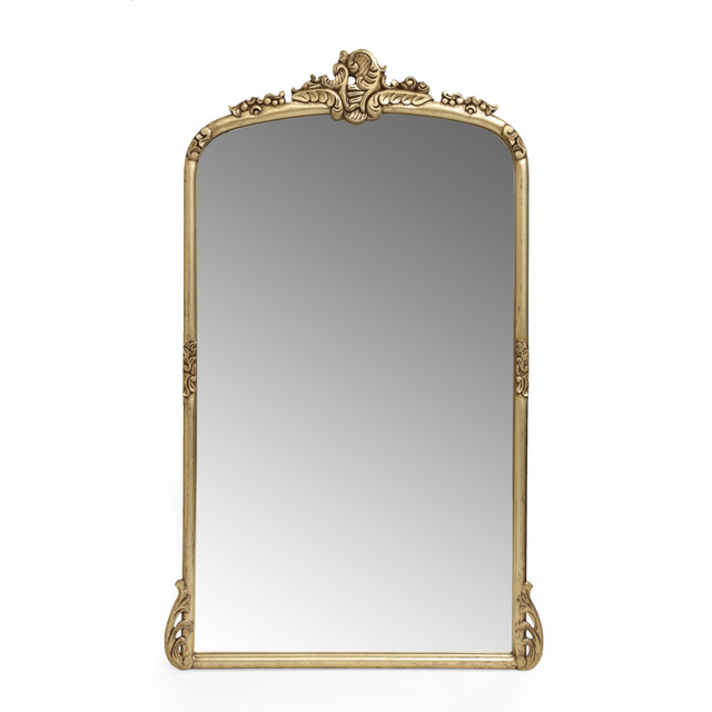 Andrea Traditional Handcrafted Over Mantle Mirror, Antique Gold