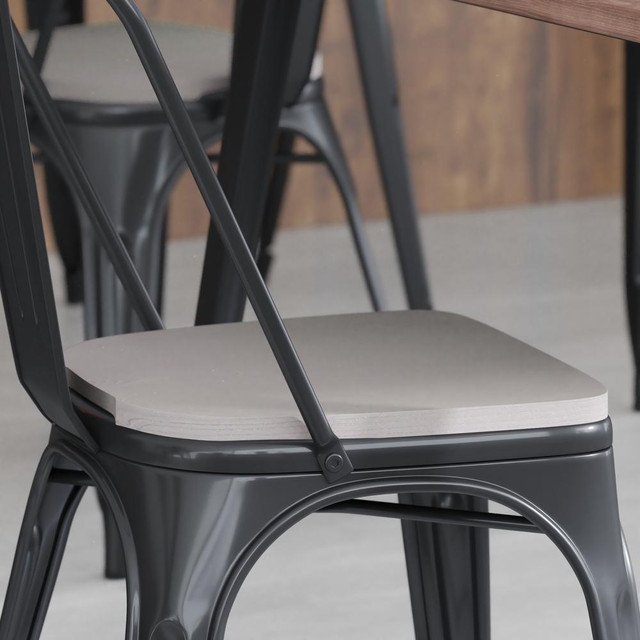 Perry Poly Resin Wood Square Seat with Rounded Edges for Colorful Metal Barstools in Gray
