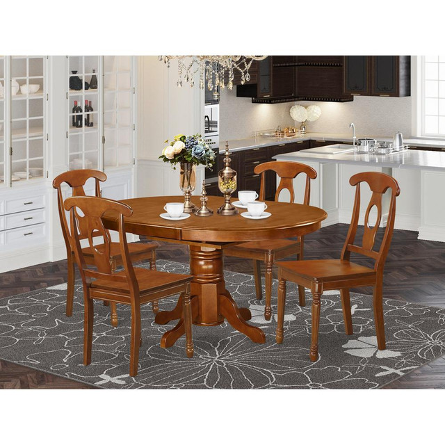 5  Pc  Dining  room  set-Table  with  Leaf  and  4  Dining  Chairs