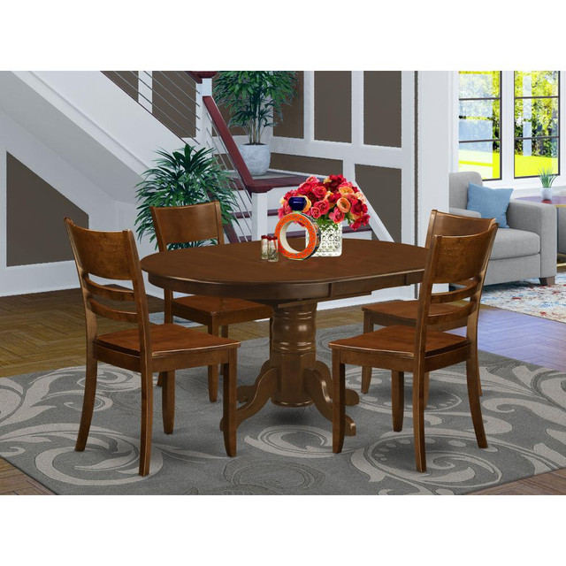 5  Pc  Kenley  Dinette  Table  with  a  Leaf  and  4  Wood  Seat  Chairs