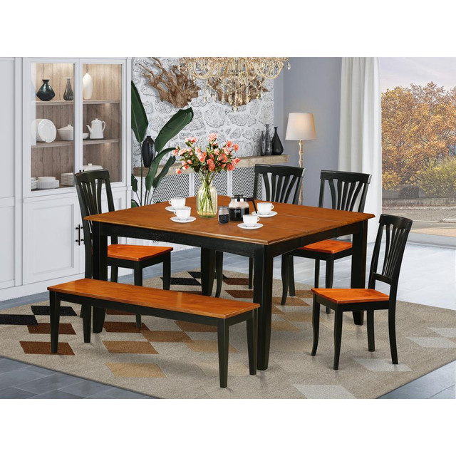 6  PC  Dining  room  set  with  bench-Kitchen  Tables  and  4  Wood  Dining  Chairs  Plus  bench