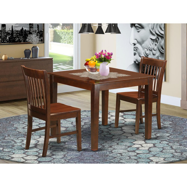 3  Pc  Dinette  set  with  a  Dining  Table  and  2  Dining  Chairs  in  Mahogany