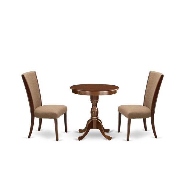 East West Furniture - ESVE3-MAH-47 - 3-Pc Kitchen Dining Set - 2 Dining Chairs and 1 Modern Dining Table (Mahogany Finish)