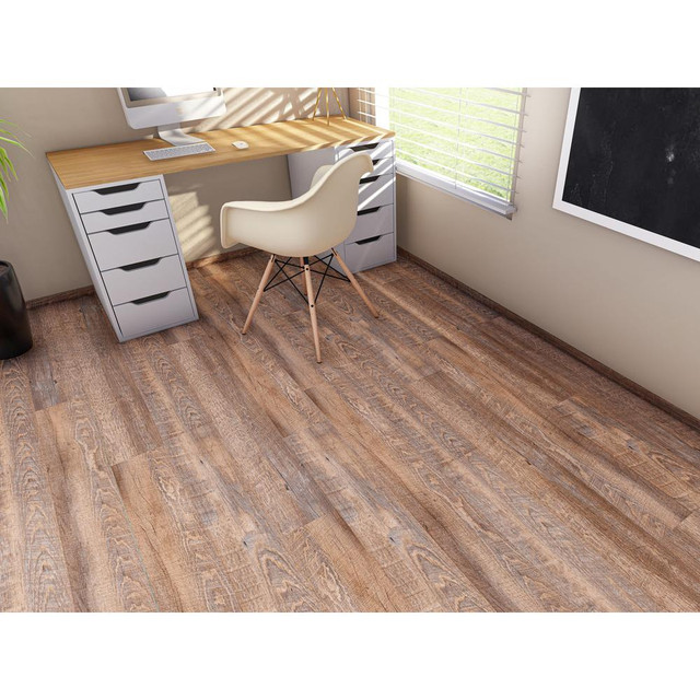 EVA Backing SPC Wood Flooring Planks, Golden Beige 4mm x 7" x 48" with 20mil Wear Layer and I4F Click Locking, 30 sq ft /Case