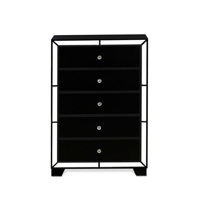 East West Furniture Nella Wood Nightstand with 2 Drawers for any Bedroom - Black Legs