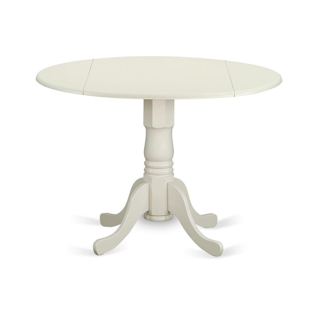 5 Piece Kitchen Table Set Consists of a Round Dining Table with Dropleaf