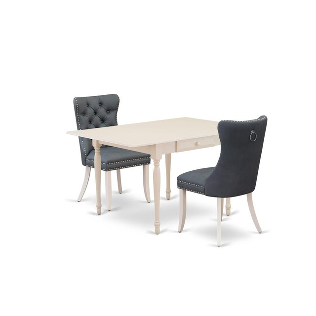 3 Piece Dining Table Set Contains a Rectangle Kitchen Table with Dropleaf