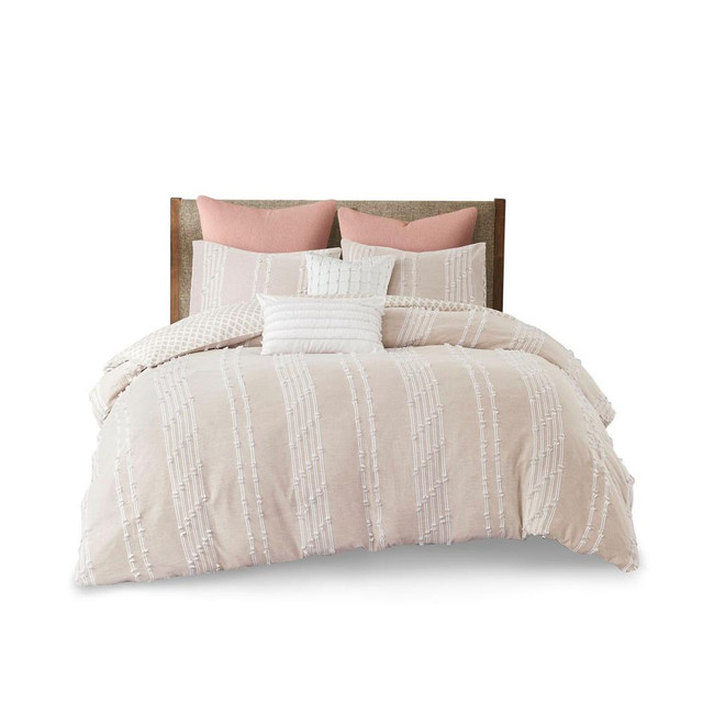 100% Cotton Jacquard Comforter Set in Blush