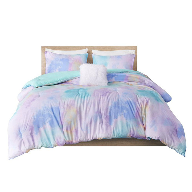 100% Polyester  Printed Comforter Set, Aqua