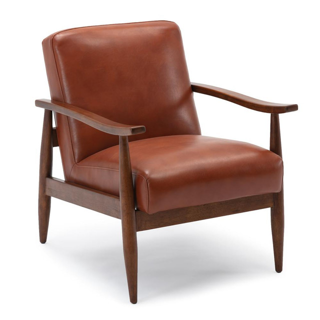 Austin Caramel Leather Gel Wooden Base Accent Chair