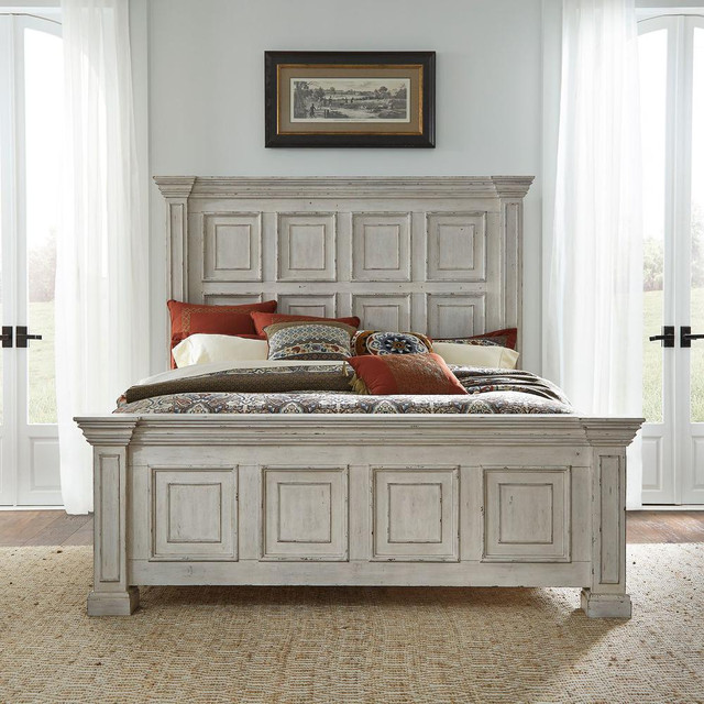 Big Valley White Stone King Panel Bed