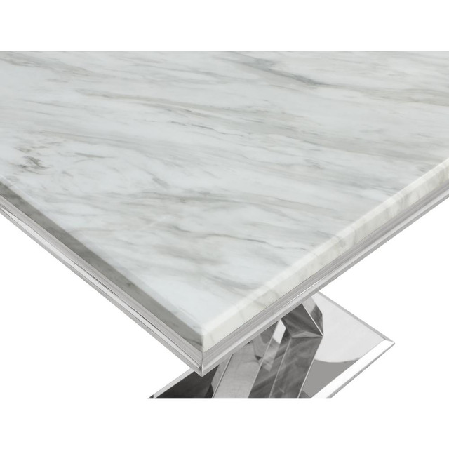Gernot Stainless Steel Faux Marble Rectangle Dining Table