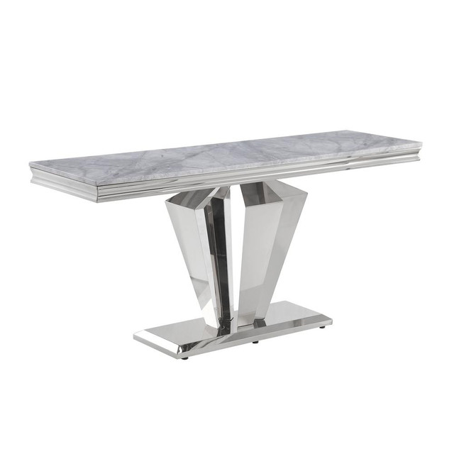 Ivane Stone Marble Laminate Silver Sofa Table