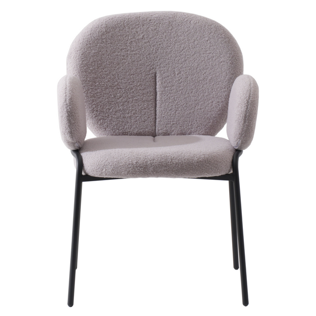 Celestial Series Boucle Dining Arm Chair, Black Frame with Grey Fabric