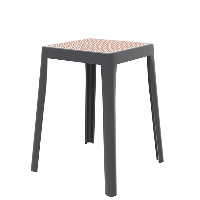 Tresse Series Stackable Poly Stool With Wicker Top 12 in Grey