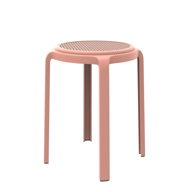 Tresse Series Stackable Round Poly Stool With Wicker Top 13 in Pink
