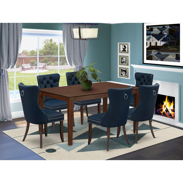 7 Piece Dining Room Furniture Set Consists of a Rectangle Solid Wood Table