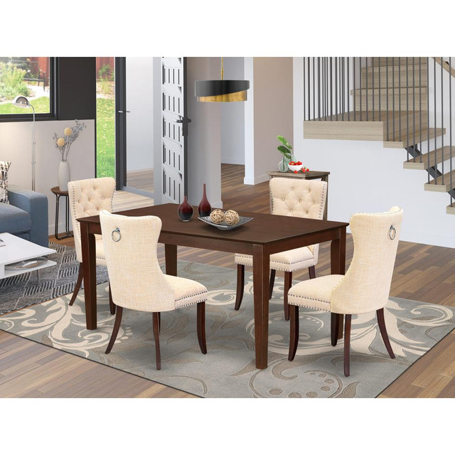 5 Piece Kitchen Table & Chairs Set Consists of a Rectangle Modern Dining Table