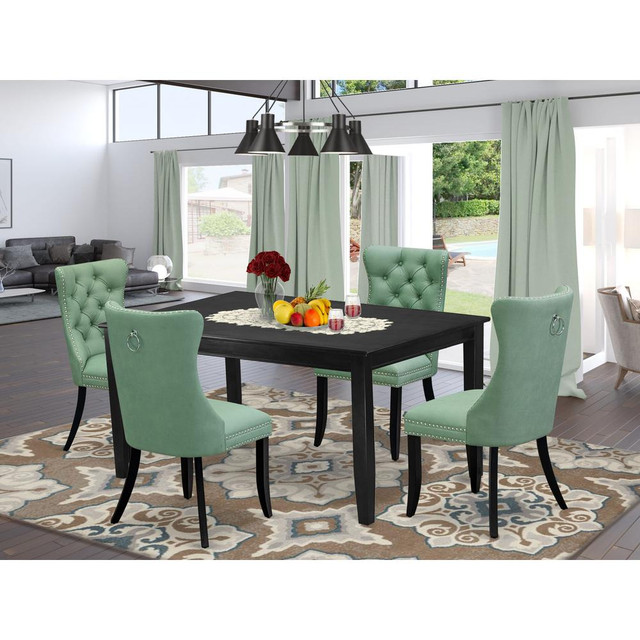 5 Piece Kitchen Table & Chairs Set Contains a Rectangle Dining Table