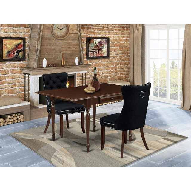 3 Piece Dining Table Set Consists of a Rectangle Kitchen Table with Dropleaf