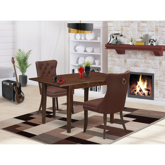3 Piece Dinette Set Contains a Rectangle Kitchen Table with Butterfly Leaf