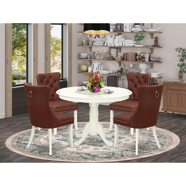 5 Piece Dinette Set for Small Spaces Contains a Round Dining Table
