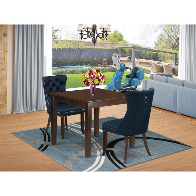 3 Piece Kitchen Table & Chairs Set Consists of a Square Modern Dining Table