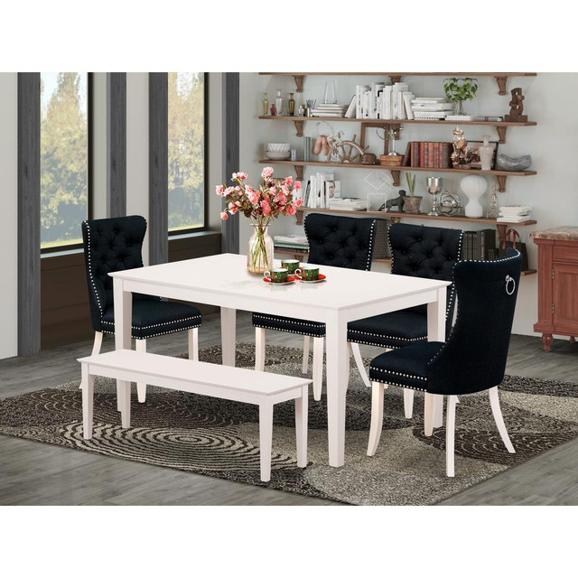 6 Piece Kitchen Table Set Consists of a Rectangle Dining Room Table
