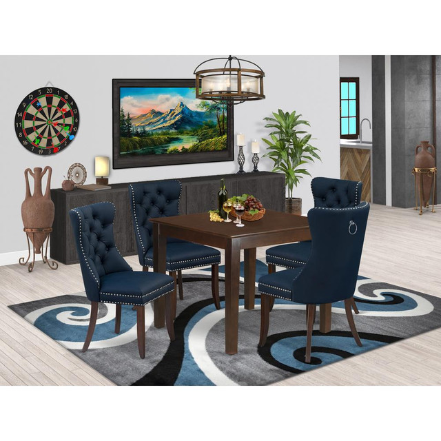 5 Piece Kitchen Table & Chairs Set Consists of a Square Dining Room Table