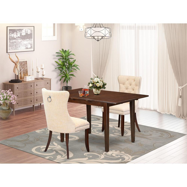 3 Piece Kitchen Set Consists of a Rectangle Dining Table with Butterfly Leaf