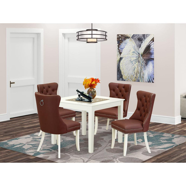 5 Piece Dining Room Furniture Set Consists of a Square Kitchen Dining Table