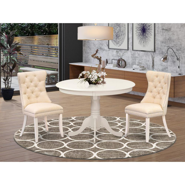 3 Piece Dining Room Table Set Contains a Round Kitchen Table with Pedestal