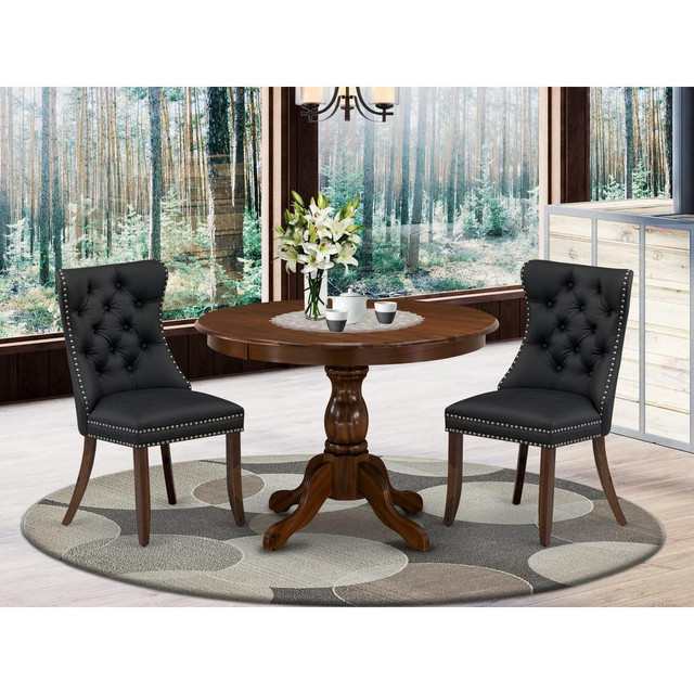 3 Piece Dining Set for Small Spaces Consists of a Round Kitchen Table