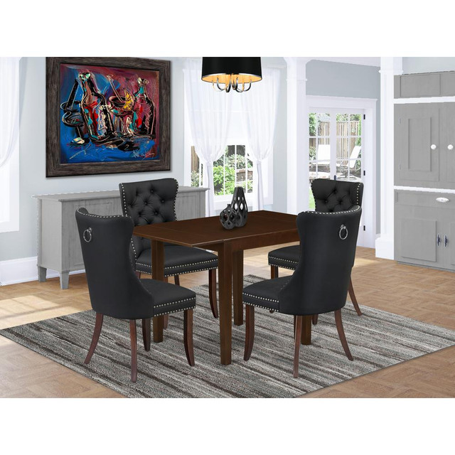 5 Piece Dining Set Consists of a Rectangle Kitchen Table with Dropleaf